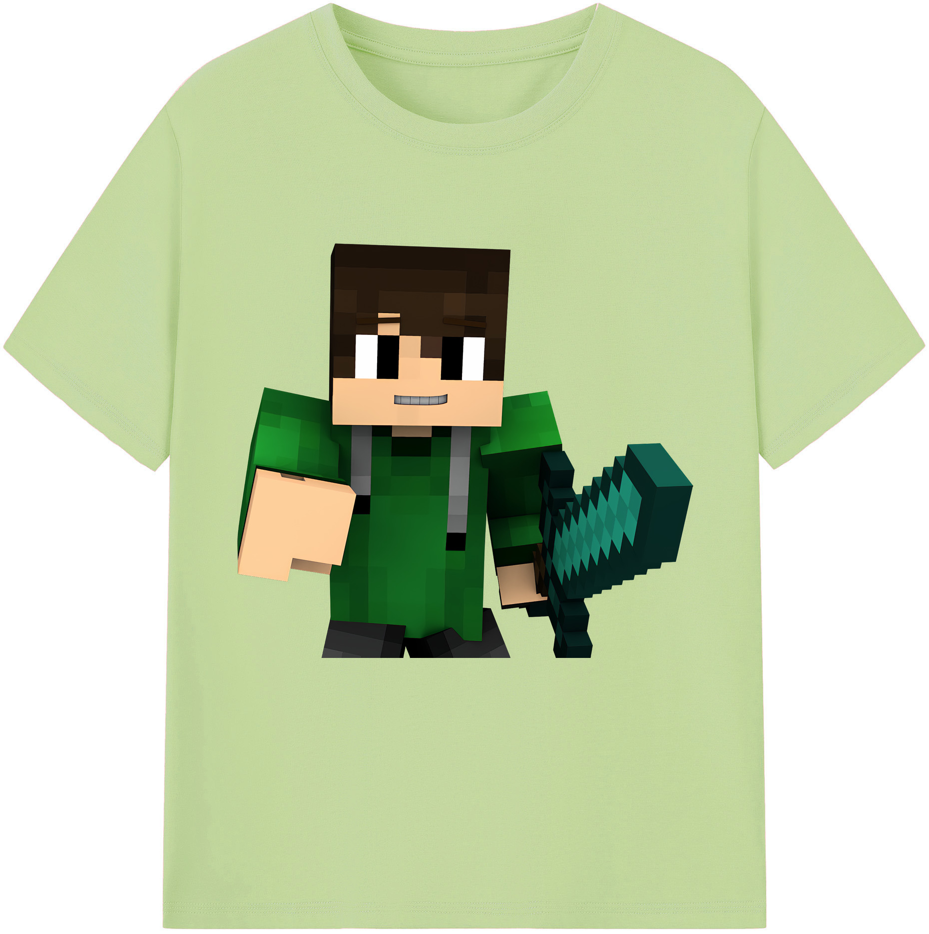 （画像用） マインクラフト ブロックの世界 Minecraft MC Block world 綿100％半袖Tシャツ（フロントプリント）
